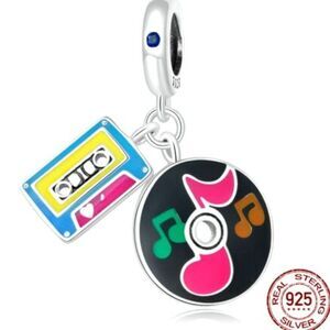 Womens RETRO 80's 925 Sterling Silver Tape & Recorder Charm
